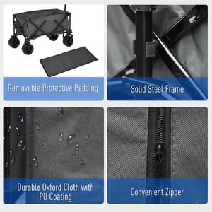 Outsunny Outdoor Pull Cart Folding Cargo Wagon - Grey by Outsunny