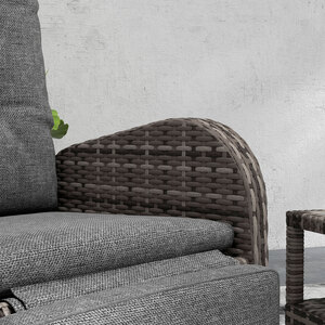 Outsunny 3 Piece Rattan Wicker Chaise Lounge Sofa Sets - Grey by Outsunny