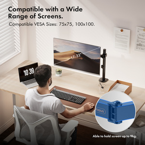 Height Adjustable Single Monitor Stand with Full Tilt and Swivel Arm - Black by VonHaus