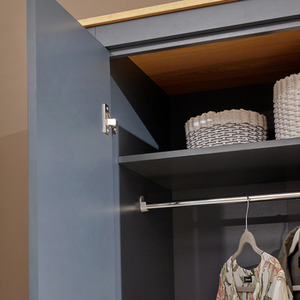 Lancaster 3 Piece Bedroom Set - Wardrobe, Chest of Drawers, Bedside - Slate Blue by GFW