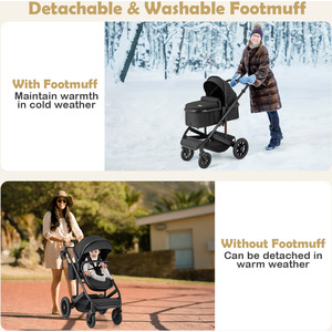 3-in-1 Newborn Stroller - Black by Costway