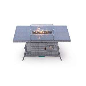 Arizona Fire Pit Square Rattan Patio Dining Set - Grey / 6 by Giardino