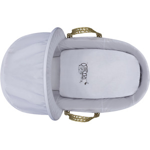 Sleepy Little Owl Palm Moses Basket with White Rocking Stand - White by Kinder Valley