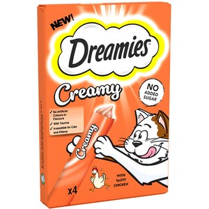 Pack of 4 Dreamies Creamy Cat Treats - Chicken by Dreamies