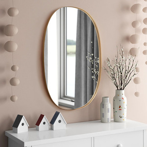 Oval Iron Frame Explosion-Proof Wall Mirror by Livingandhome