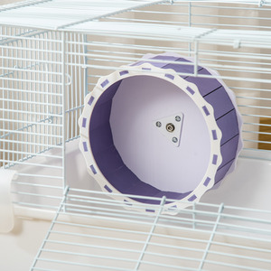 PawHut 2 Tier Hamster Cage Rodent House with Exercise Wheel Water Bottle Ladder - White, Purple by PawHut