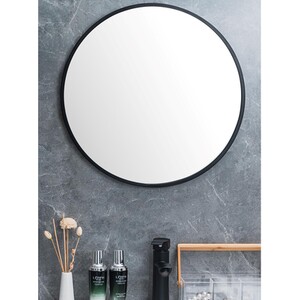 Black Frame Round Bathroom Mirror - Black