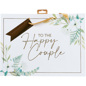 Happy Couple Wedding Shopper Gift Bag - White
