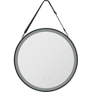 Hanging LED Bathroom Wall Mirror with Strap - Black / 60cm by Livingandhome