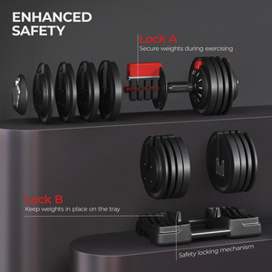 3 In 1 Quick Adjust Dumbbell Weight Set with Anti Slip Handle - Black / 24kg by Yaheetech