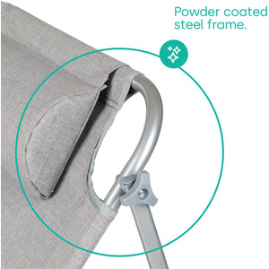 Folding Sun Lounger with Sun Shade - Grey by LIVIVO