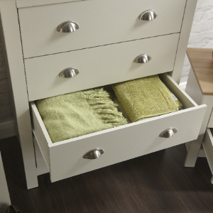 Lancaster 3 Piece Bedroom Set - Wardrobe, Chest of Drawers, Bedside - Cream by GFW