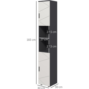 kleankin Tall Bathroom Storage Cabinet with Doors and Shelves - Light Grey by kleankin