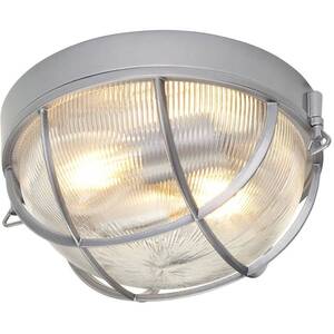 Marina 2 Light Bathroom Flush Mount Ceiling Light Silver IP44, E27 - Silver