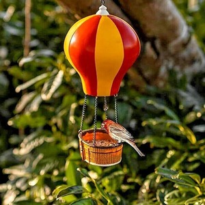Hanging Hot Air Balloon Bird Feeder - Red,Yellow by Garden Mile