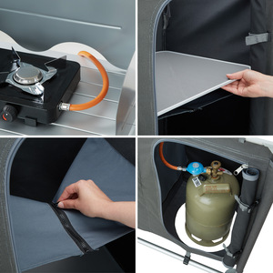 Camping Kitchen with 4 Shelves and Sink - Grey by tectake