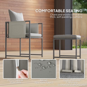 Outsunny 9 Piece Cube Garden Dining Set with Cushions - Grey by Outsunny