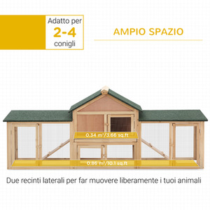 PawHut Deluxe Wooden Pet Hutch Small Animal House - Natural wood finish by PawHut