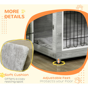 Dog Crate Furniture End Table with Soft Cushion by PawHut