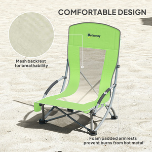Outsunny Set of 2 Folding Beach Chair with Carry Bag - Green by Outsunny