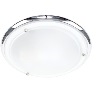 Modern IP44 Silver Chrome And Glass Flush Bathroom Ceiling Light - Silver by ValueLights