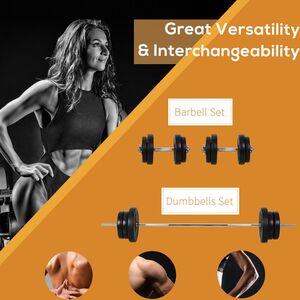 HOMCOM 65kg Adjustable Barbell Weights Set for Home Gym - Black by HOMCOM