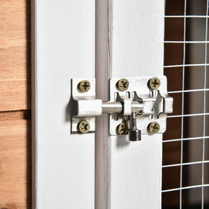 PawHut Two-Tier Wooden Pet Hutch with Wheels, Run - Yellow by PawHut