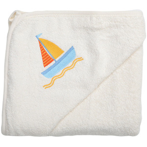 Junior Joy Plain Cream Hooded Baby Towel - Cream-Boat / Boat by Junior Joy