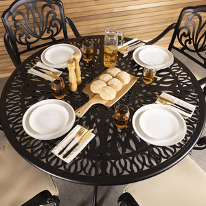 Premium Furniture Cast Aluminium 4 Seater Outdoor Dining Set - Black by Charles Bentley