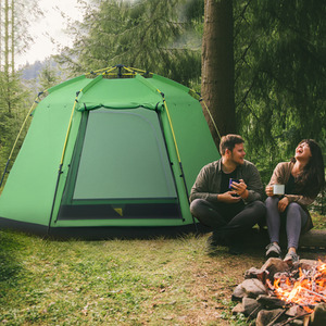 Outsunny 6 Person Camping Tent Pop-up - Green, Black by Outsunny
