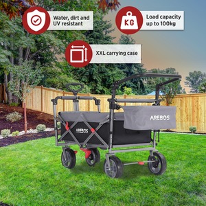 Handcart Premium Foldable with Roof - Transport Trolley - Black by AREBOS