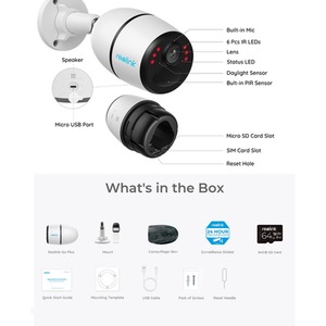 Reolink 2K 4G Bullet AI Battery Cam Kit with 64GB MicroSD - White by Reolink