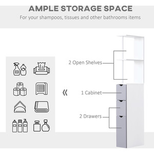 HOMCOM Tall Bathroom Cabinet Bathroom Storage Cabinet with Drawers by HOMCOM