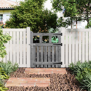 Wooden Garden Fence Gate with Square Gap Design on Top by komore