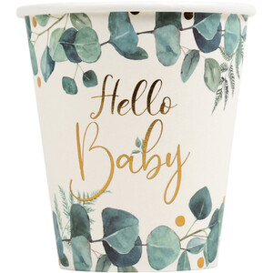 Pack of 8 Hello Baby Paper Cups - Green