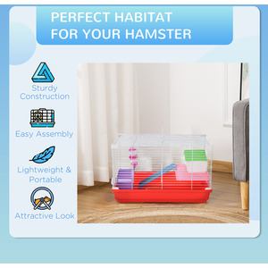 Pawhut Hamster Cage Small Pet Animal Travel Cage - Red and White by Pawhut