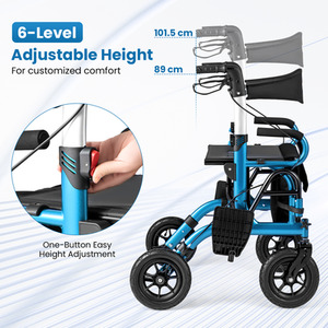 2-in-1 Foldable Rolling Walker Wheelchair Combo by Costway