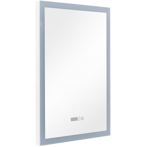 Aluminum Rounding LED Bathroom Mirror with Clock Fog Free - White by Livingandhome