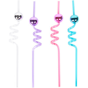 Pack of 4 MY Disco Ball Shaped Straws - Multicolour by My Kitchen