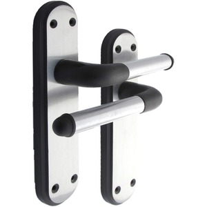 Marina Door Handle Two Tone Latch Lever - Matt Black and Satin - Matt Black by Betley Butterfly