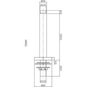 Round Ceiling Mount Shower Arm Brushed Brass 150mm - Brushed Brass by Balterley