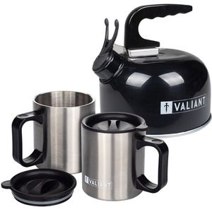 Valiant Camping Kettle and Insulated Mug Set - Black by Valiant