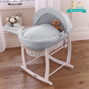 Dimple White Wicker Moses Basket - Grey by Clair de Lune
