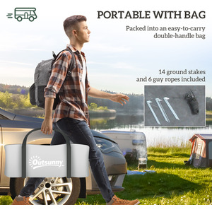 Outsunny 2 Room Camping Tent for 3-4 Man, 3000mm Waterproof by Outsunny