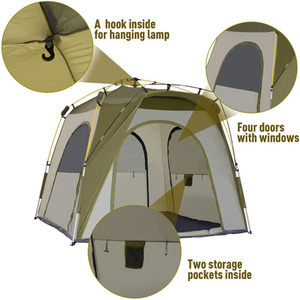Outsunny Five Man Pop Up Tent - Army Green by Outsunny