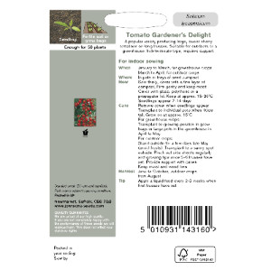 Pack of Gardener's Delight Tomato Seeds by Johnsons