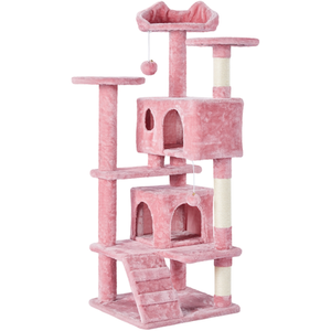Multilevel Cat Tree with Scratching Posts - Pink / 137cm by Yaheetech