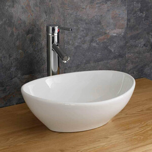 BELOFAY Ceramic Cloakroom Basin Hand Washing Sink Modern Design Countertop Basin - White / 33cm / 14.5cm / 40.5cm by BELOFAY