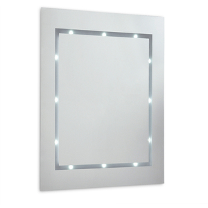 Battery Operated IP44 Rated Bathroom Mirror with Integrated LED Lights - Silver by ValueLights