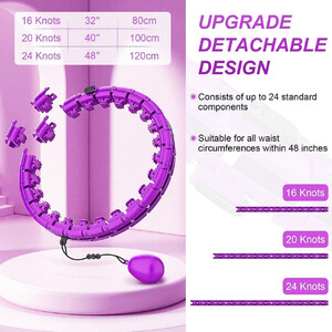 Abaseen Weighted Hula Hoop with Weight Ball 24 Knots Detachable - Purple by Abaseen